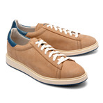 Two-Tone Leather Fashion Sneaker // Tan + Blue (Euro: 42.5)