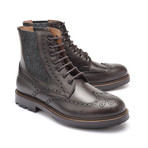 Two-Tone Brogue Style Western Boots // Brown + Gray (Euro: 39)