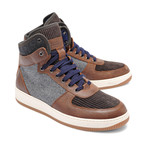Two-Tone Leather High Top Hiking Boot // Brown + Gray (Euro: 39)