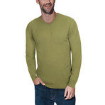 Slim V-Neck Sweater // Heather Lime (2XL)