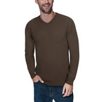 Slim V-Neck Sweater // Dark Brown (L)
