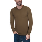 Slim V-Neck Sweater // British Khaki (M)