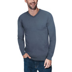 Slim V-Neck Sweater // Heather Slate (L)