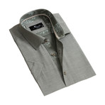 Solid Short Sleeve Button Down Shirt // Gray (XL)