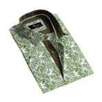 Floral Short Sleeve Button Down Shirt // Green (3XL)