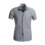 Solid Short Sleeve Button Down Shirt // Gray (L)