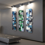 "Tryptic" Glass and Metal Wall Sculpture