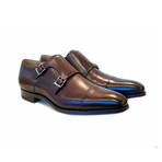 Cole Hand Burnished Double Monk Strap // Mahogany Brown (US: 7)