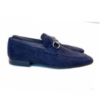 Thomas Perforated Suede Buckle Loafer // Navy (US: 7)