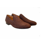 Calvin Woven Design Leather Plain Loafer // Brown (US: 11)