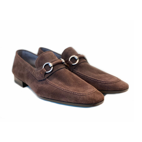 Andreas Perforated Suede Buckle Loafer // Brown (US: 7)