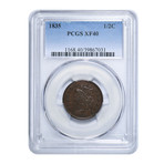 1835 Capped Bust Half-Cent PCGS Certified XF40