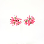 Women's Floral Clip On Earrings // Pink
