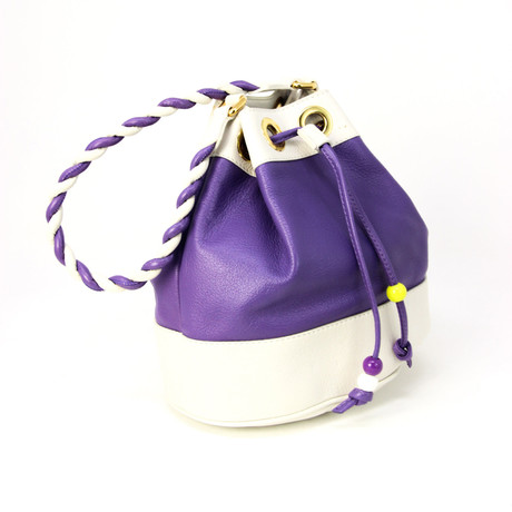 Women's Micro Bucket Bag // Purple + White