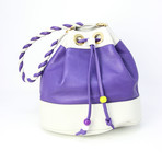 Women's Micro Bucket Bag // Purple + White