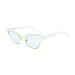 Women's Cat Eye Sunglasses // Shiny Pearl White + Crystal Strass + Gold