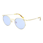 Men's Round Sunglasses // Shiny Endura Gold + Light Horn + Blue