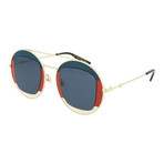 Women's Round Sunglasses // Gold + Blue