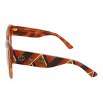 Women's Square Sunglasses // Shiny Chevron + Brown