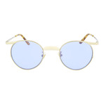 Men's Round Sunglasses // Shiny Endura Gold + Light Horn + Blue