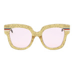 Women's Square Sunglasses // Shiny Glitter Gold + Light Purpler