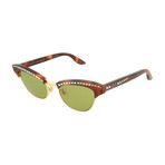 Women's Cat Eye Sunglasses // Shiny Havana + Gold + Green
