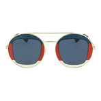 Women's Round Sunglasses // Gold + Blue