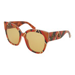 Women's Square Sunglasses // Shiny Chevron + Brown