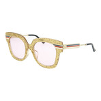 Women's Square Sunglasses // Shiny Glitter Gold + Light Purpler