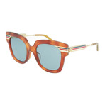 Women's Square Sunglasses // Shiny Blonde Havana + Blue