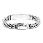 Bali Silver Curb Link ID Bracelet + Mother of Pearl Inlay // Silver