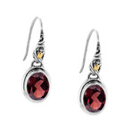 Women's Garnet Drop Earrings // Silver + Red