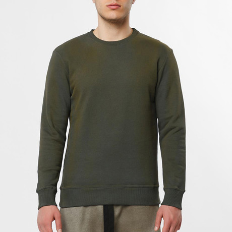 Acid Dye Crew Neck Sweatshirt // Light Military Khaki (S)