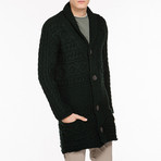 Two-Button Shawl Collar Cardigan // Forest Green (L)
