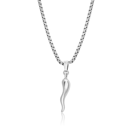 Medium Cornetto Pendant Necklace // Silver