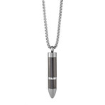 Carbon Fiber Bullet Pendant Necklace // Gunmetal