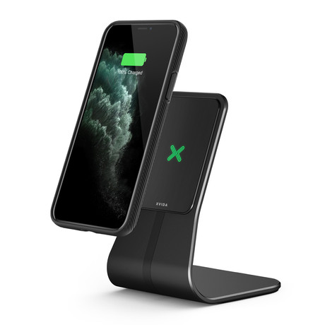 Magnetic Qi Wireless Charging Desk Stand + iPhone Case // Black (iPhone 11 Pro)
