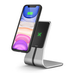 Magnetic Qi Wireless Charging Desk Stand + iPhone Case // Silver (iPhone 11 Pro)