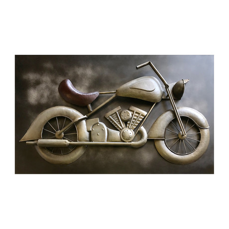 Vintage Motorcycle Rustic 3D Metal Wall Art