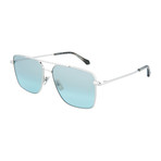 Men's Square Sunglasses // Silver + Light Blue