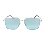 Men's Square Sunglasses // Silver + Light Blue