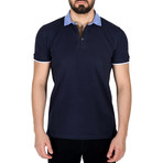 Solid Color Polo Shirt // Dark Navy Blue (XL)