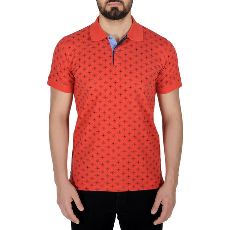 Compas Print Polo Shirt // Red (S)
