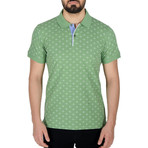 Compas Print Polo Shirt // Green (L)