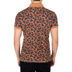 Floral Print Polo Shirt // Orange (XL)