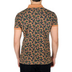 Floral Print Polo Shirt // Camel (XL)
