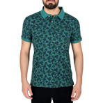 Floral Print Polo Shirt // Mint Green (S)