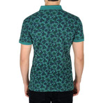 Floral Print Polo Shirt // Mint Green (L)