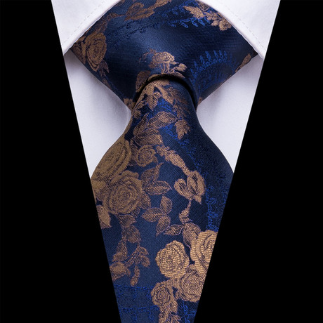 Handmade Silk Tie // Blue + Gold