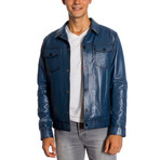 Konner Leather Jacket // Blue (XL)